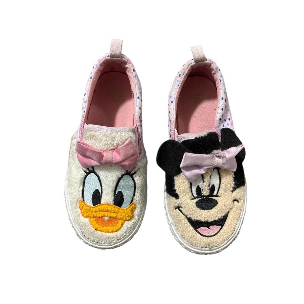 Disney Minnie Mouse & Daisy Duck Slip On Sneakers Girls Fuzzy Shoes
